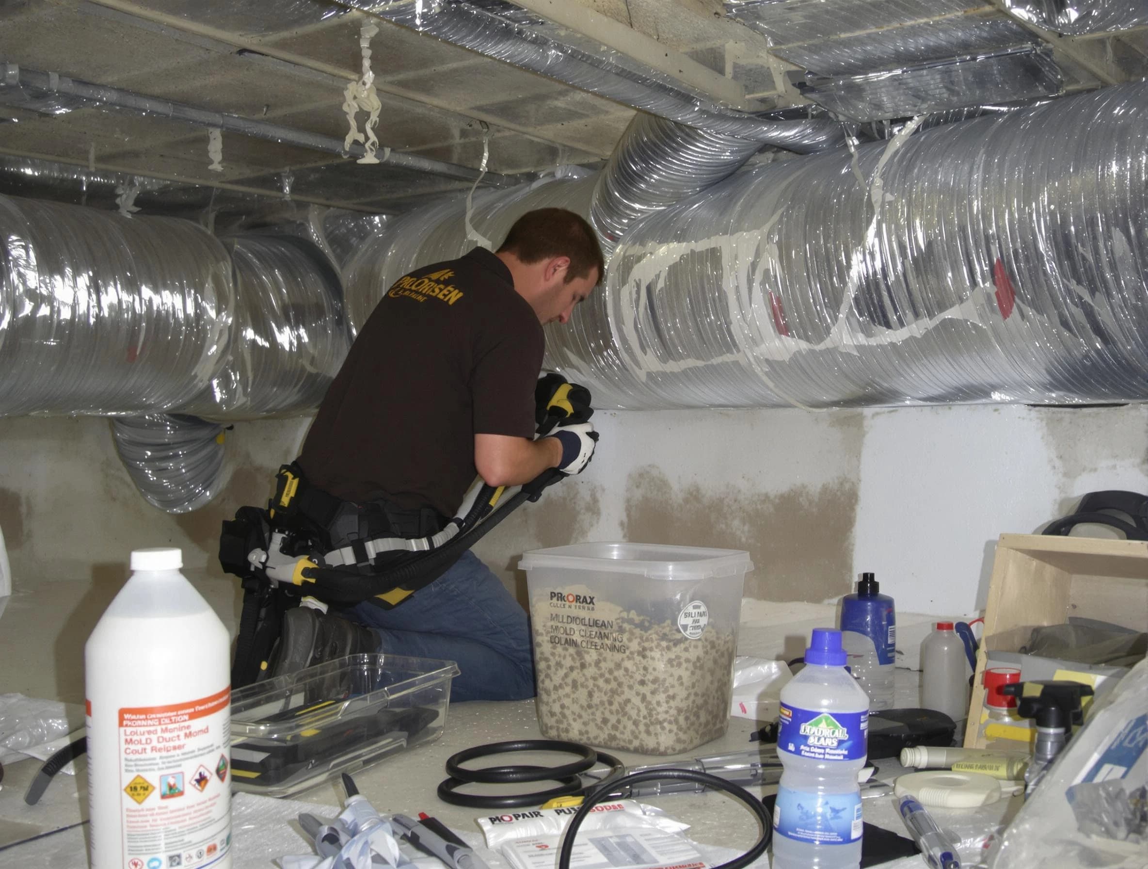 Grayson Valley Air Duct Cleaning specialist performing professional mold removal from air ducts in Grayson Valley