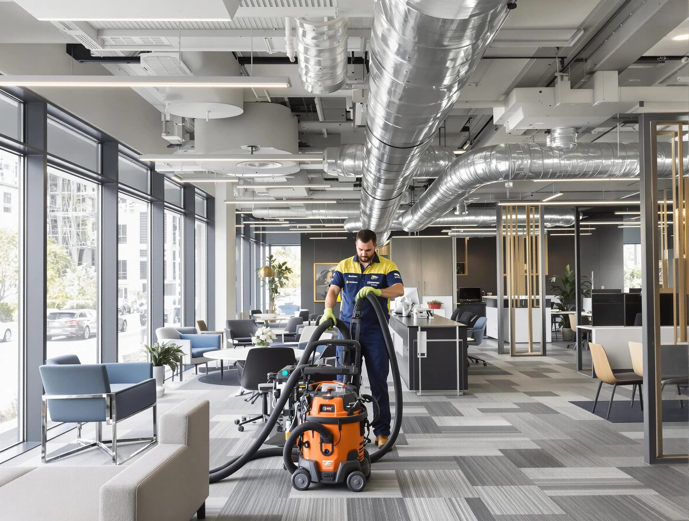 Grayson Valley Air Duct Cleaning team performing thorough commercial duct cleaning at a Grayson Valley business center