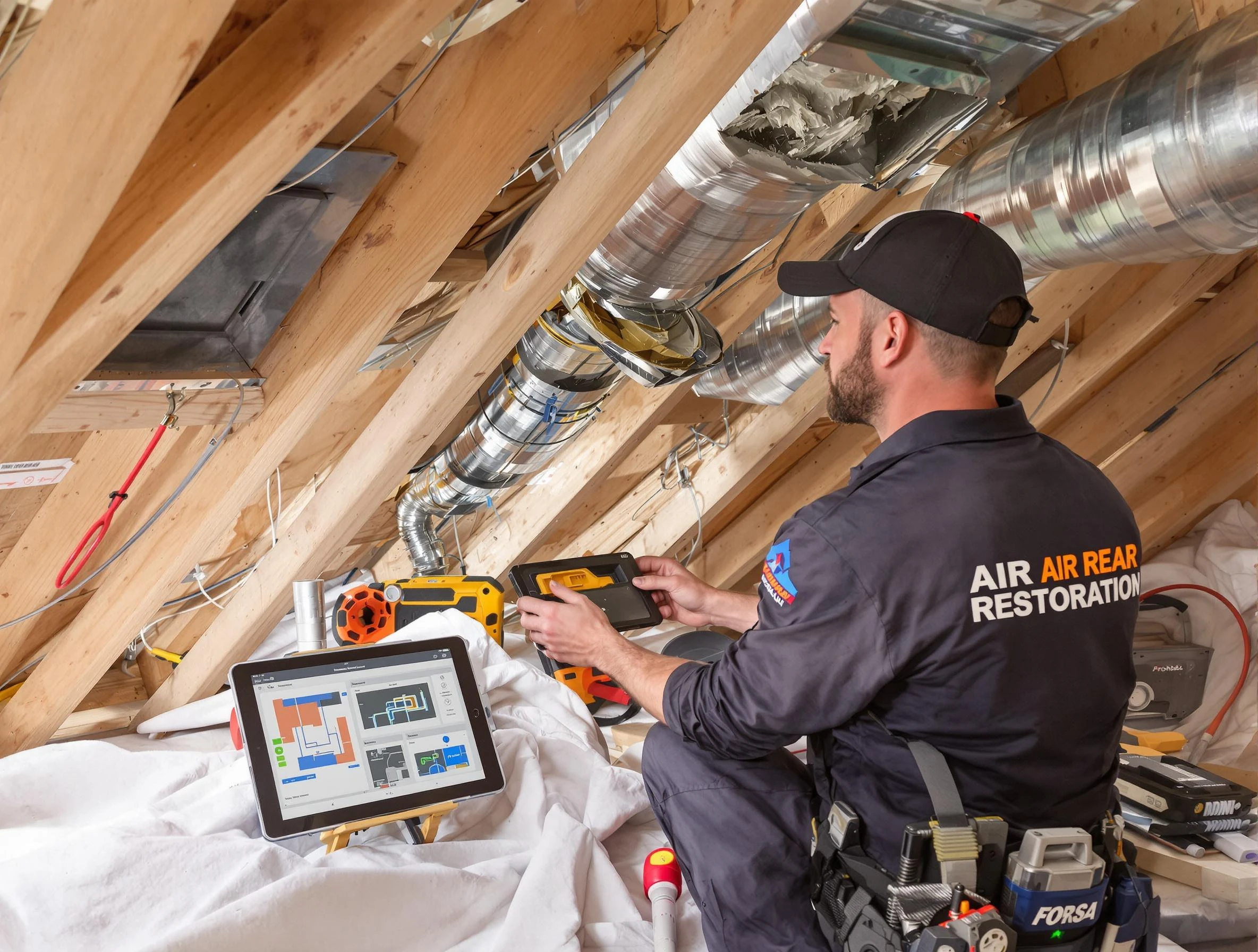Grayson Valley Air Duct Cleaning technician performing precise duct repair work in Grayson Valley
