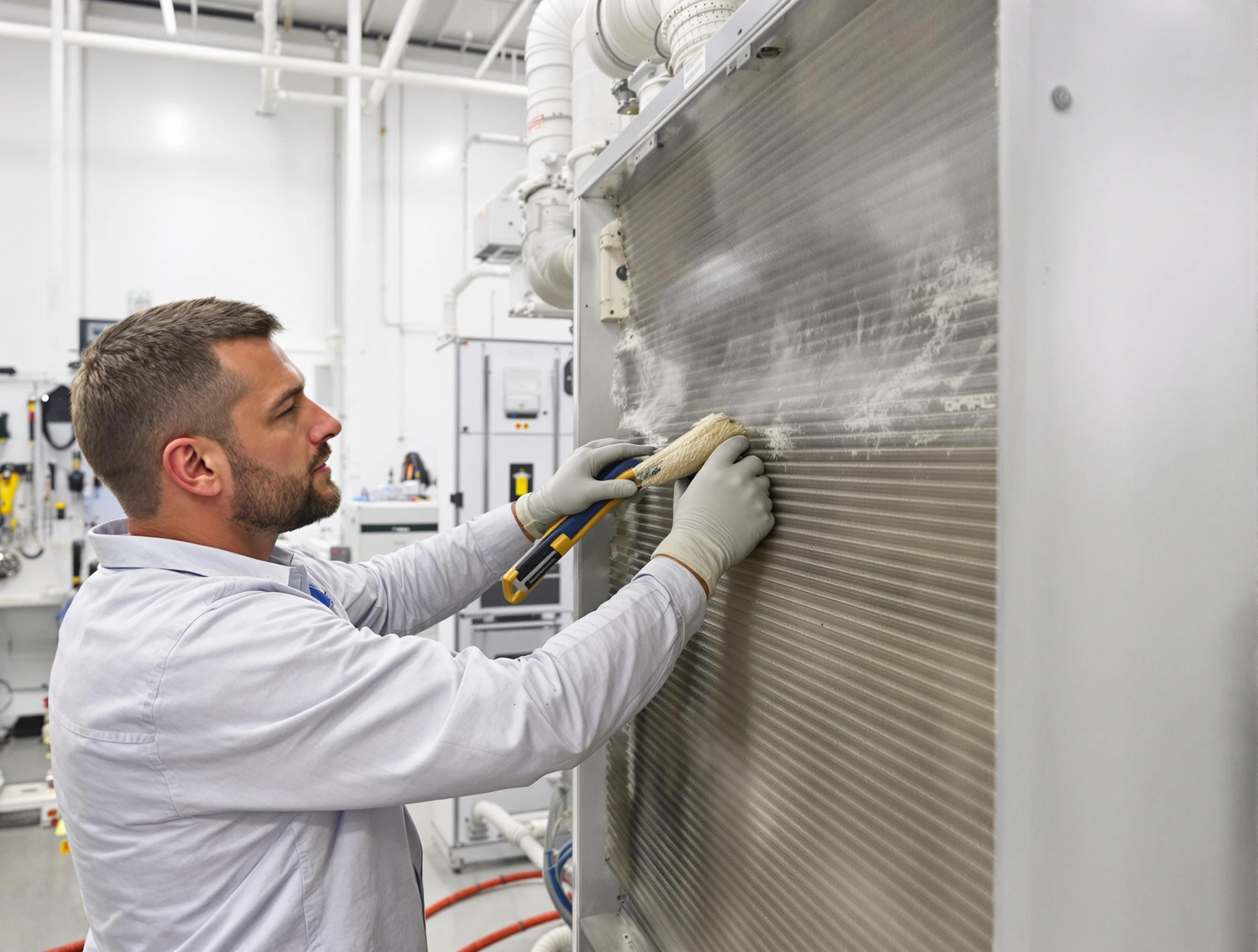Grayson Valley Air Duct Cleaning technician performing precision commercial coil cleaning at a Grayson Valley business