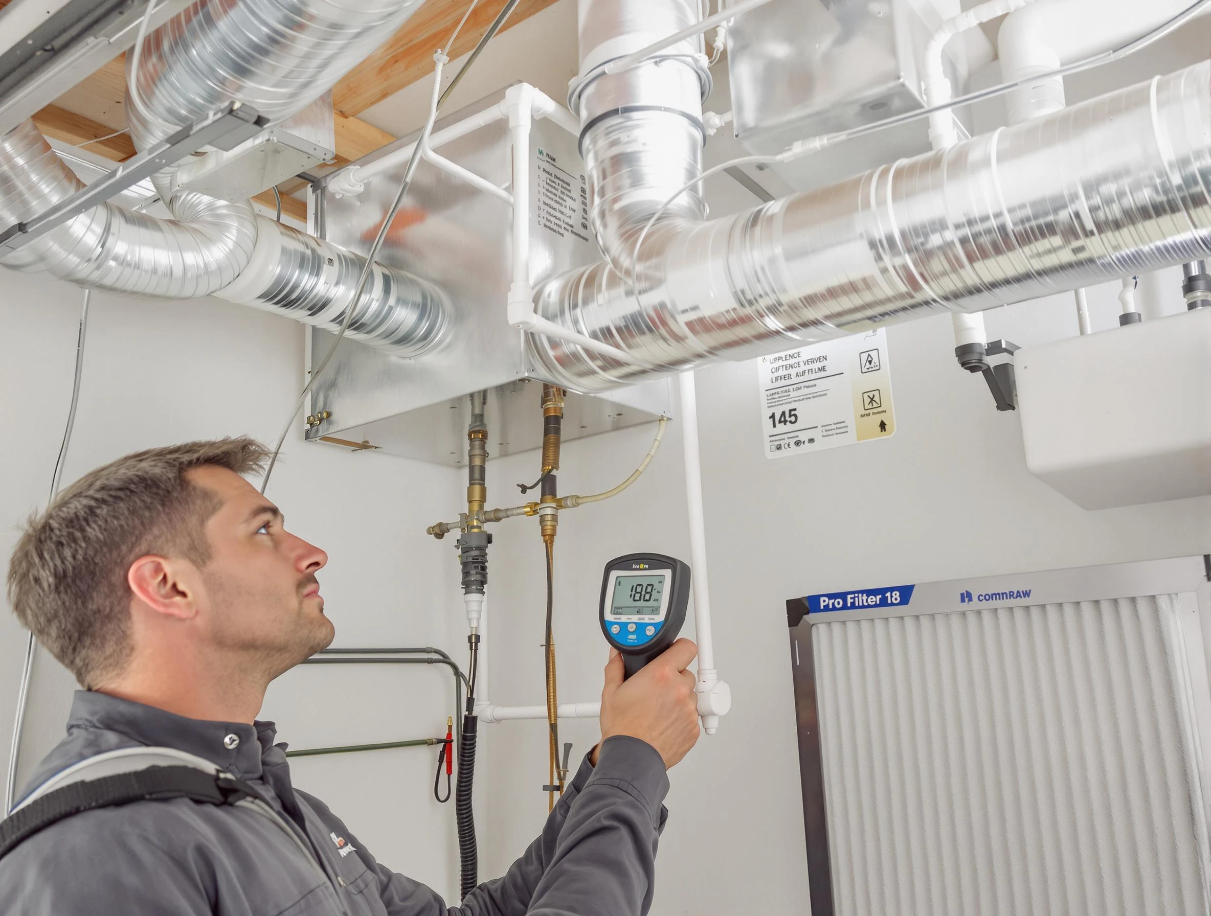 Grayson Valley Air Duct Cleaning expert conducting detailed filter system inspection using diagnostic tools in Grayson Valley