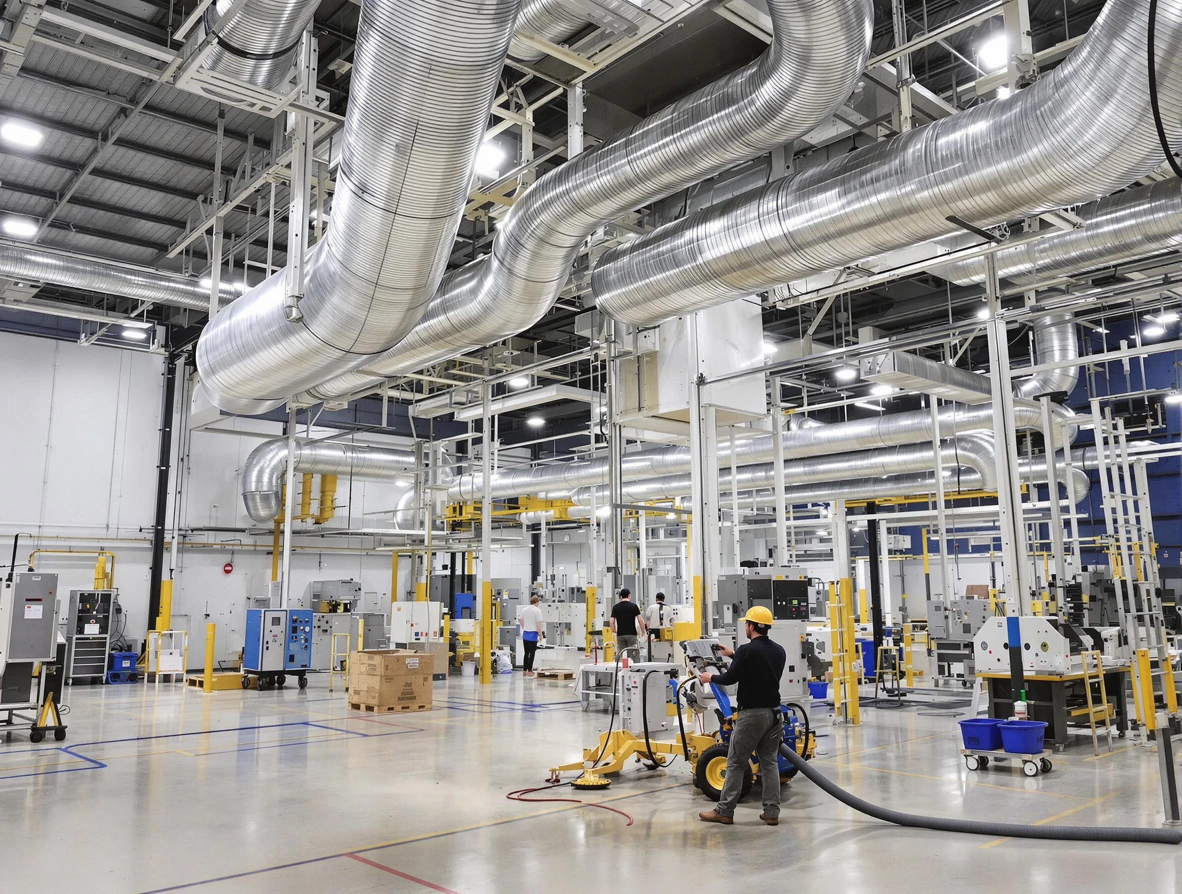 Grayson Valley Air Duct Cleaning team performing comprehensive industrial duct cleaning at a large facility in Grayson Valley